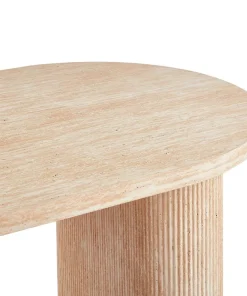 Table ovale Burundi avec pieds design style colonnes Effet travertin Beige