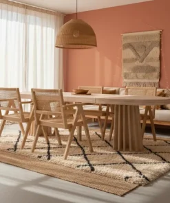 Table ovale extensible 150-300cm Eliza Effet Travertin Beige