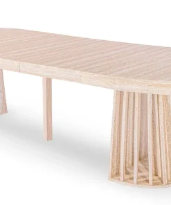 Table ovale extensible 150-300cm Eliza Effet Travertin Beige