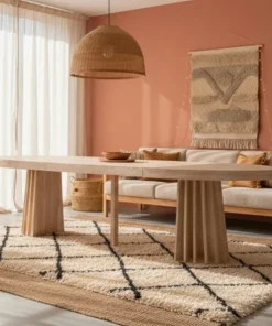 Table ovale extensible 150-300cm Eliza Effet Travertin Beige