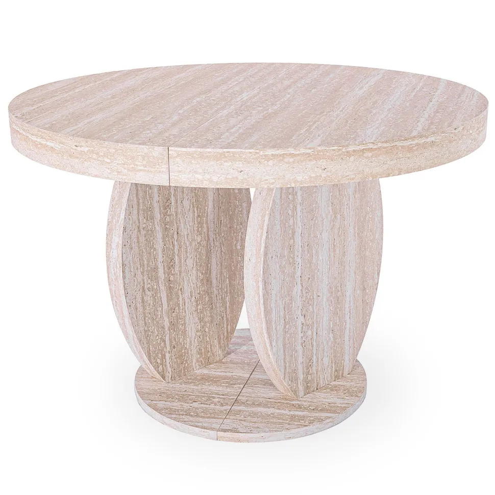 Table ovale extensible L110-260cm Icarios avec pieds design Effet travertin Beige