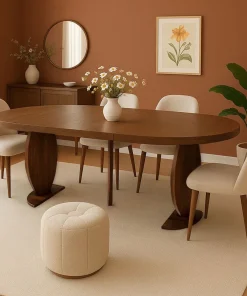 Table ovale extensible L110-260cm Icarios avec pieds design Bois Noyer
