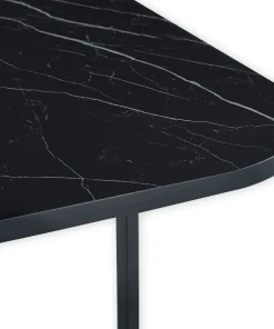 Table rectangulaire 150cm avec 6 chaises gain de place Oslo XL Effet marbre noir et Velours Noir