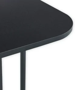 Table rectangulaire 150cm avec 6 chaises gain de place Oslo Noir et Tissu Gris