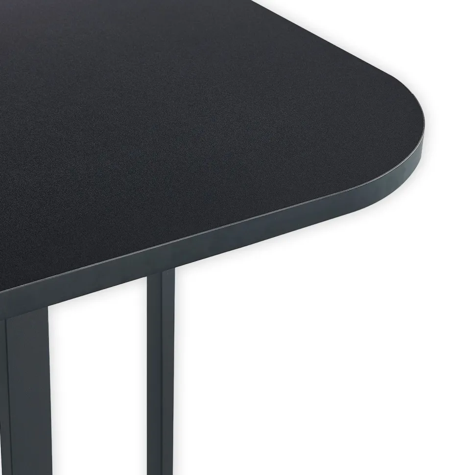 Table rectangulaire 150cm avec 6 chaises gain de place Oslo Noir et Tissu Gris