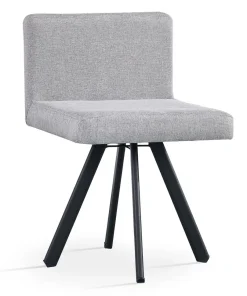 Table rectangulaire 150cm avec 6 chaises gain de place Oslo Noir et Tissu Gris