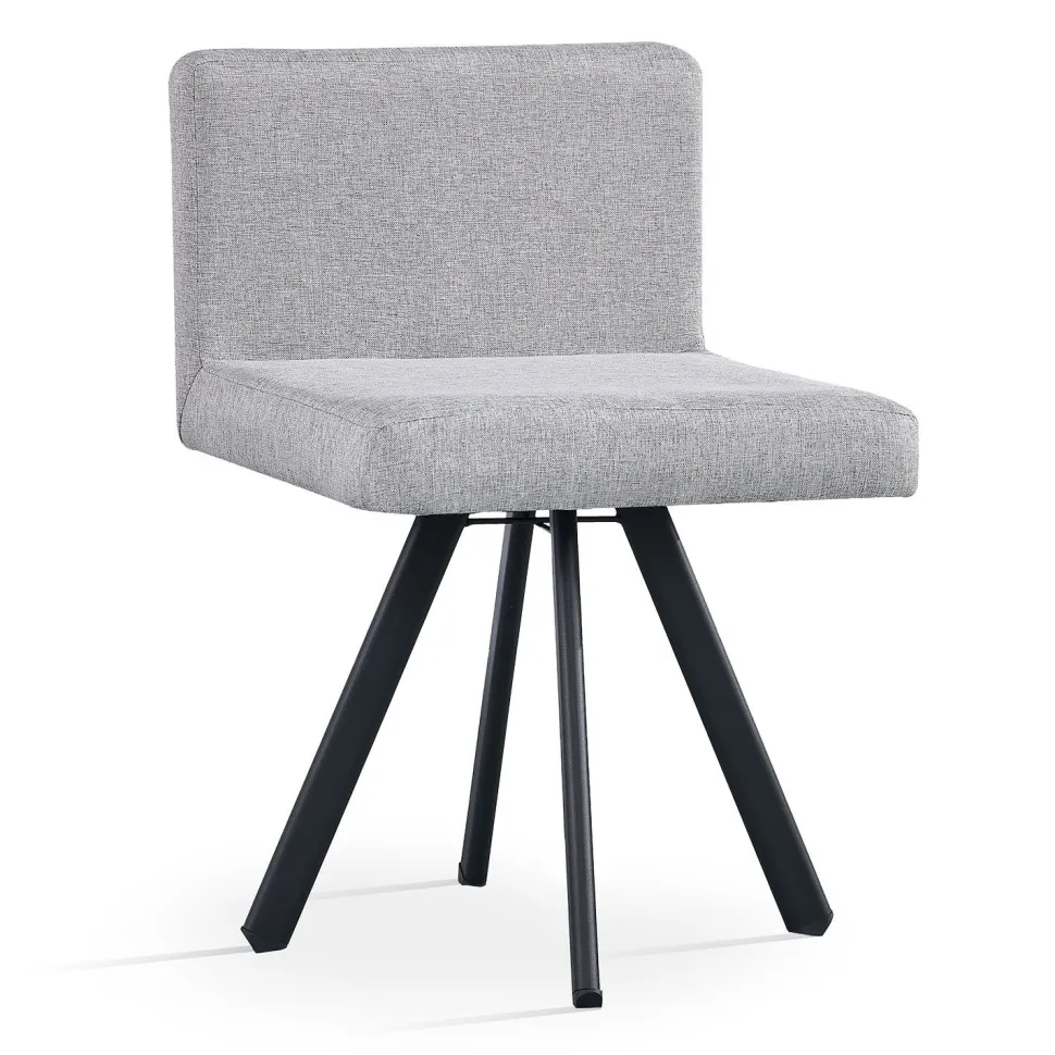 Table rectangulaire 150cm avec 6 chaises gain de place Oslo Noir et Tissu Gris