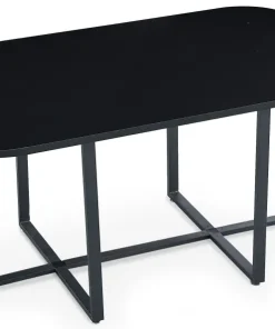 Table rectangulaire 150cm avec 6 chaises gain de place Oslo Noir et Tissu Gris