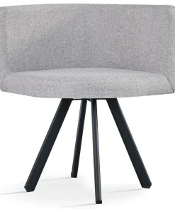 Table rectangulaire 150cm avec 6 chaises gain de place Oslo Noir et Tissu Gris