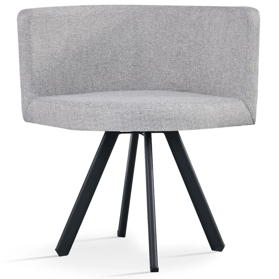 Table rectangulaire 150cm avec 6 chaises gain de place Oslo Noir et Tissu Gris