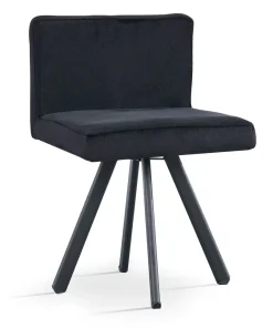 Table rectangulaire 150cm avec 6 chaises gain de place Oslo XL Effet marbre blanc et Velours Noir