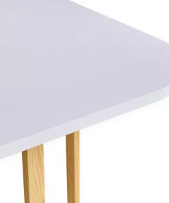 Table rectangulaire 150cm avec 6 chaises gain de place Oslo Blanc et Tissu Taupe