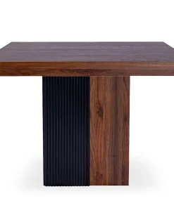 Table rectangulaire extensible Virzon 100-240cm Bois noisette et rainurage Noir