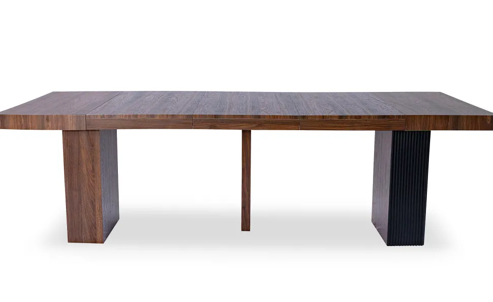 Table rectangulaire extensible Virzon 100-240cm Bois noisette et rainurage Noir