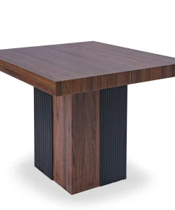 Table rectangulaire extensible Virzon 100-240cm Bois noisette et rainurage Noir
