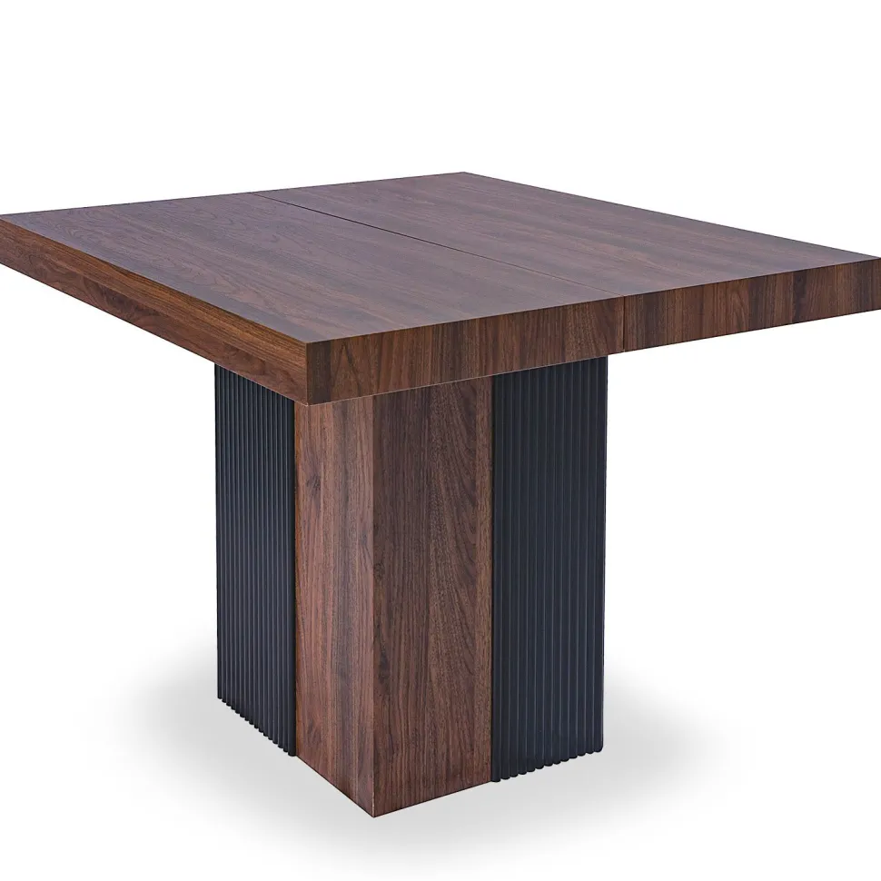 Table rectangulaire extensible Virzon 100-240cm Bois noisette et rainurage Noir