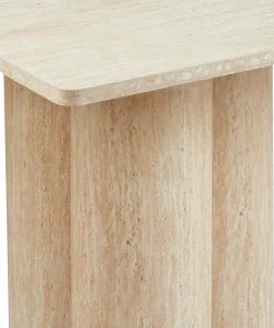 Table rectangulaire pieds colonnes design Historic 90x180cm Effet Travertin Beige
