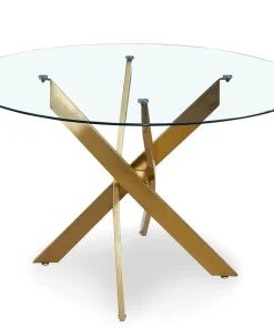 Table ronde en verre Corix pieds Or