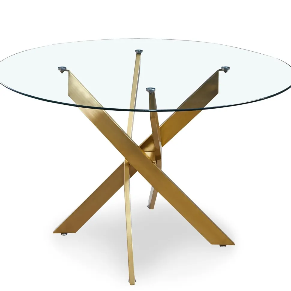 Table ronde en verre Corix pieds Or