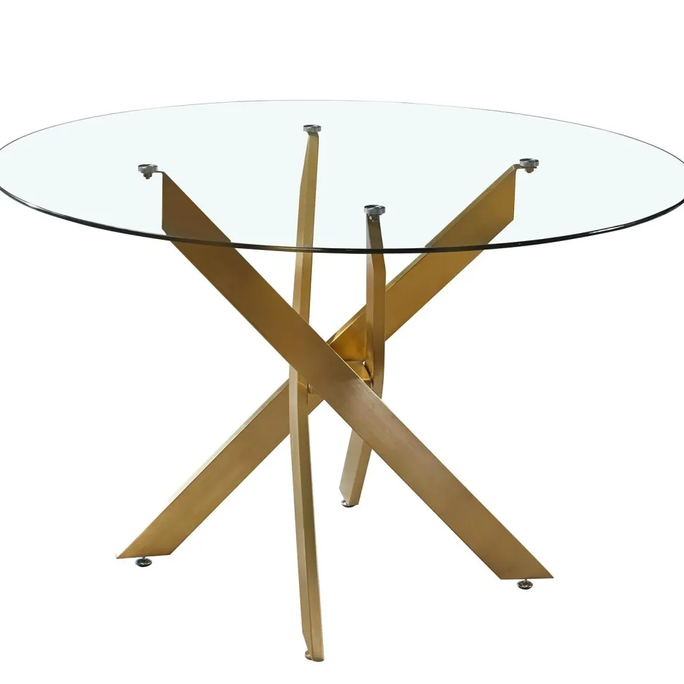 Table ronde en verre Corix pieds Or