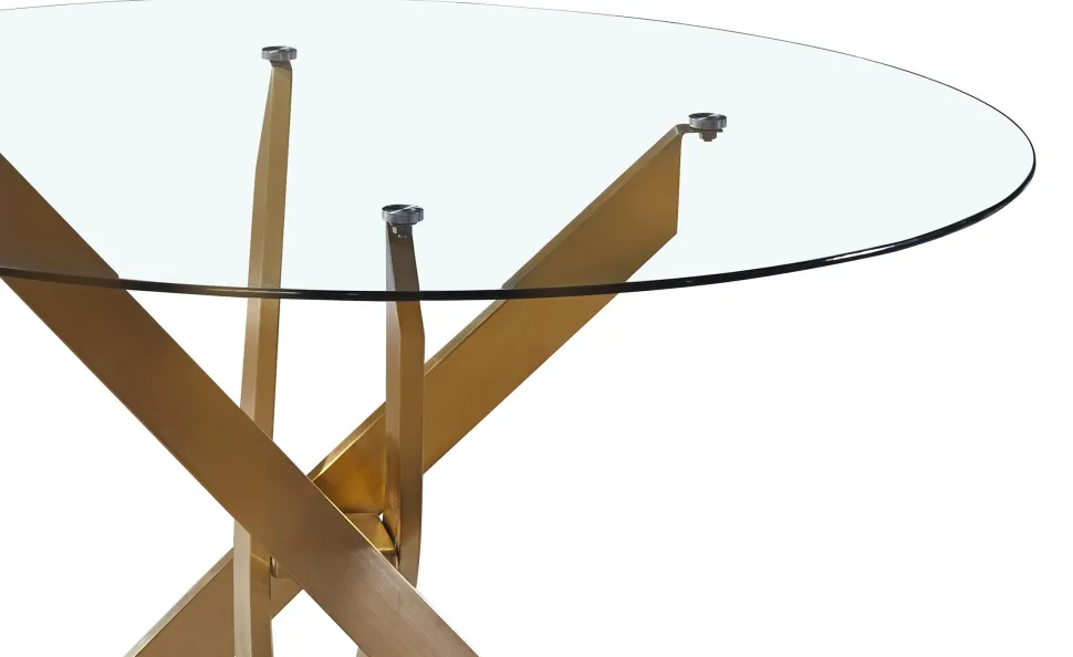 Table ronde en verre Corix pieds Or