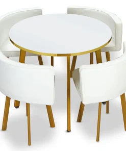 Table ronde et chaises Riga Blanc et Simili Blanc