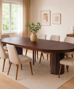 Table ronde extensible 110-260cm Suzie Bois noisette