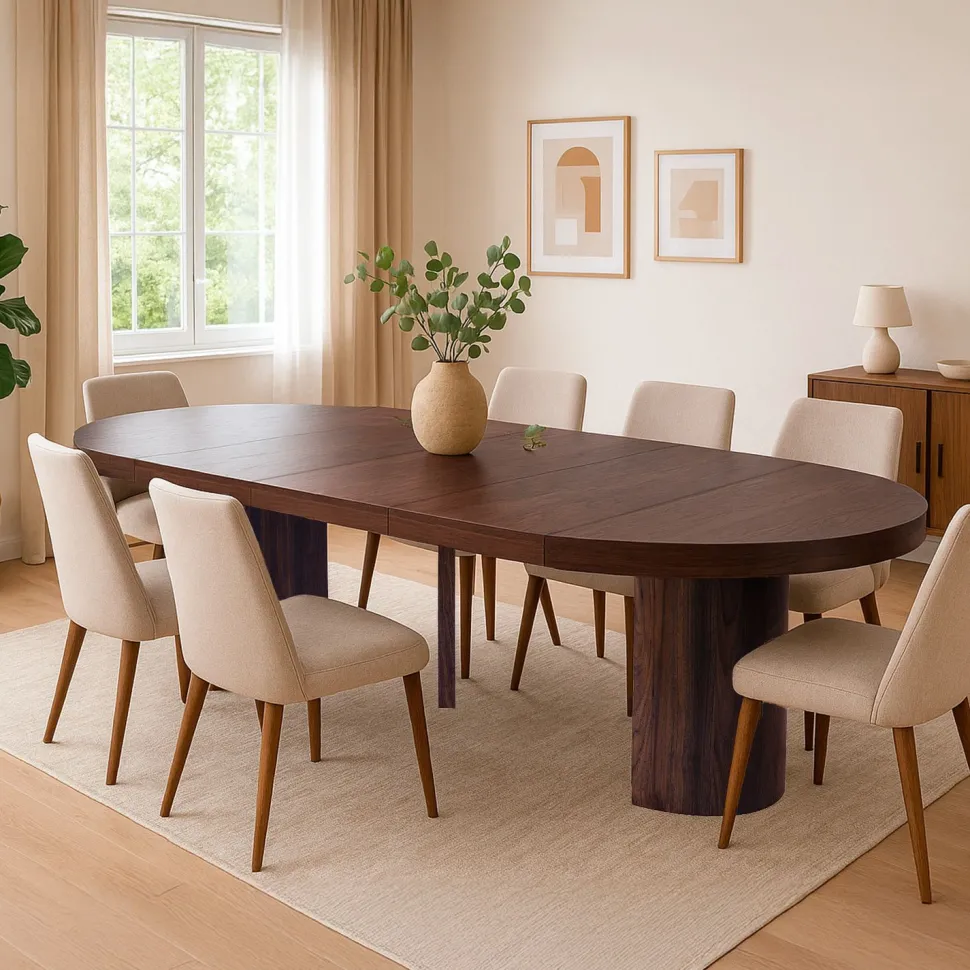 Table ronde extensible 110-260cm Suzie Bois noisette