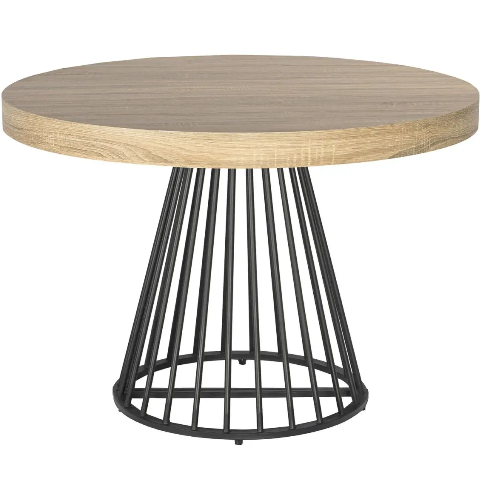 Table ronde extensible Grivery Chêne Clair pieds Noir