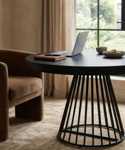 Table ronde extensible Grivery Noir pieds Noir