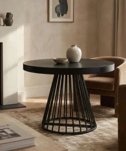Table ronde extensible Grivery Noir pieds Noir