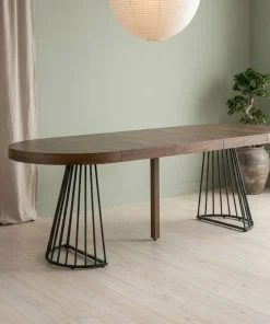 Table ronde extensible Grivery Bois Noisette pieds Noir