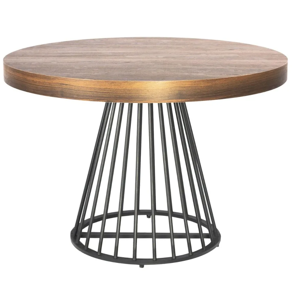 Table ronde extensible Grivery Bois Noisette pieds Noir