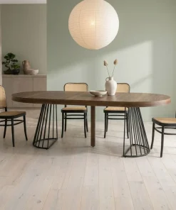 Table ronde extensible Grivery Bois Noisette pieds Noir