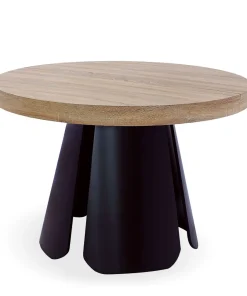 Table ronde extensible Henriette Chêne Clair pieds Noir
