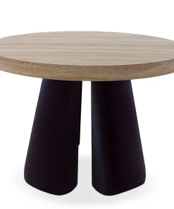 Table ronde extensible Henriette Chêne Clair pieds Noir