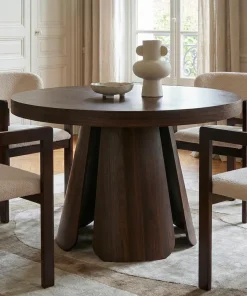 Table ronde extensible Henriette Bois noisette