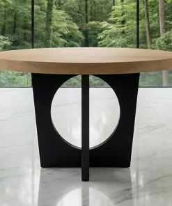 Table ronde extensible Kalipso Chêne Clair et Noir