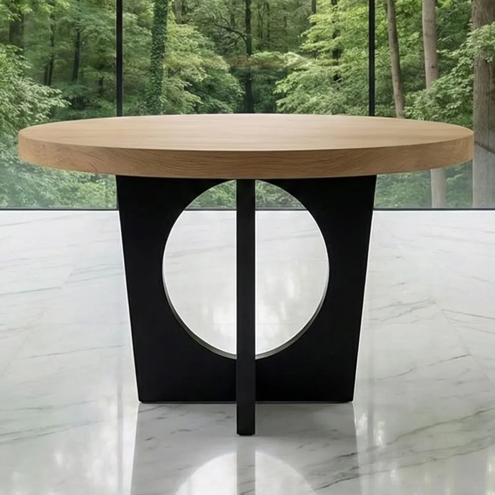 Table ronde extensible Kalipso Chêne Clair et Noir