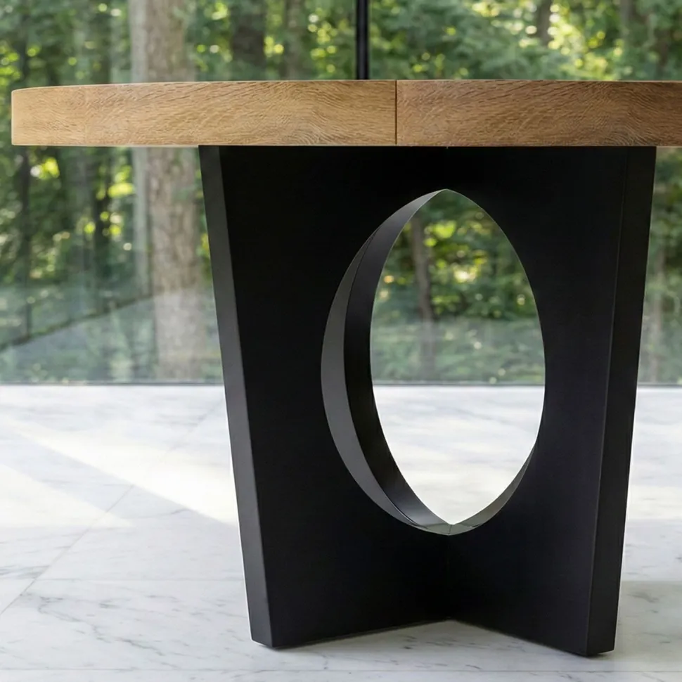 Table ronde extensible Kalipso Chêne Clair et Noir