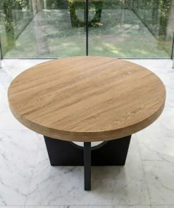 Table ronde extensible Kalipso Chêne Clair et Noir