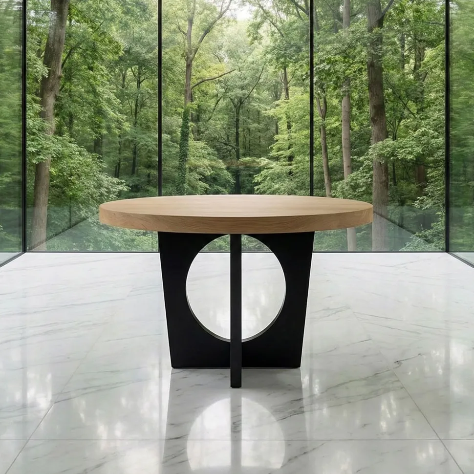 Table ronde extensible Kalipso Chêne Clair et Noir
