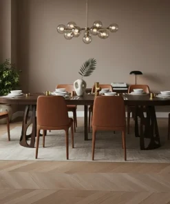 Table ronde extensible Lawina L110-260cm avec pieds design Bois Noyer