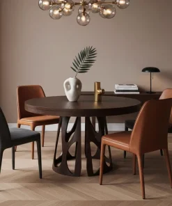 Table ronde extensible Lawina L110-260cm avec pieds design Bois Noyer
