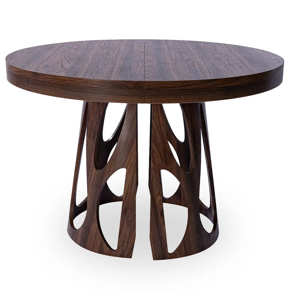 Table ronde extensible Lawina L110-260cm avec pieds design Bois Noyer