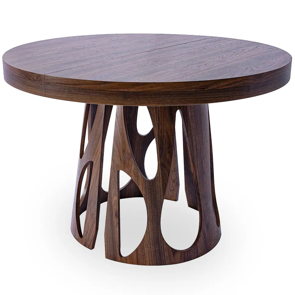 Table ronde extensible Lawina L110-260cm avec pieds design Bois Noyer
