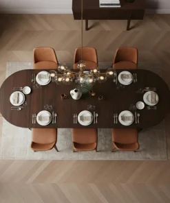 Table ronde extensible Lawina L110-260cm avec pieds design Bois Noyer