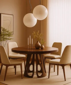 Table ronde extensible Lawina L110-260cm avec pieds design Bois Noyer