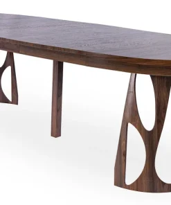 Table ronde extensible Lawina L110-260cm avec pieds design Bois Noyer