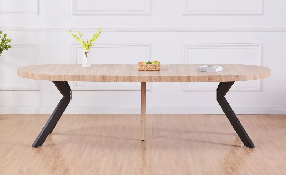 Table ronde extensible Myriade Noir et Chêne Clair